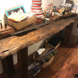 流木風厚板のコーナーデスクの画像