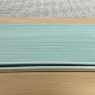 ブルー　長方形　皿　2枚セット