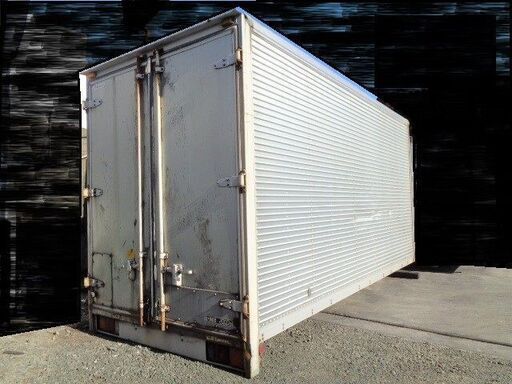 トラックコンテナ 箱 2ｔロング 横扉付 4370x1870x2400 アルミバン 冷凍冷蔵 倉庫 物置 ガレージ 愛媛より