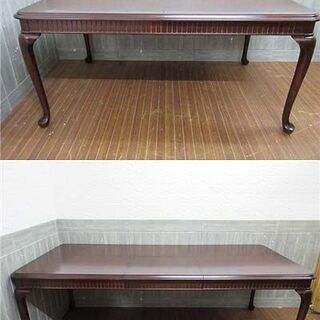 ss2442　札幌市内・札幌近郊限定　マルニ　ダイニング7点セット 　maruni　ブリティッシュコレクション　伸長テーブル 　椅子　6脚　いす　イス　エクステンション　食卓セット 　洋風　肘なし椅子　アームレス　布張りチェアの画像
