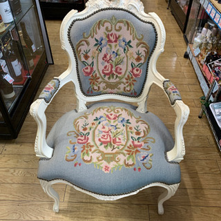⭐️輸入家具⭐️アンティークロココ調 猫足 プチポワンアームチェ...