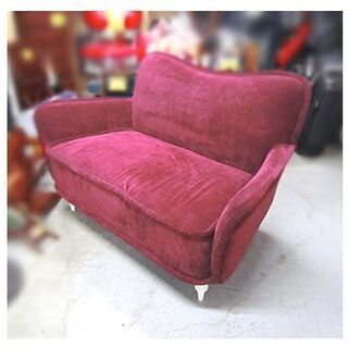 【Francfranc テネル ソファ】パープル 幅1245mm 2人掛けソファ 起毛風 スエード風 バックスキン調 ガーリー フェミニン 姫系 ラブソファ ソファー フランフラン 濃い紫色系 ヴァイオレット系色 バイオレット系色 札幌 本郷通店の画像