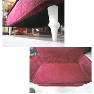 【Francfranc テネル ソファ】パープル 幅1245mm 2人掛けソファ 起毛風 スエード風 バックスキン調 ガーリー フェミニン 姫系 ラブソファ ソファー フランフラン 濃い紫色系 ヴァイオレット系色 バイオレット系色 札幌 本郷通店の画像