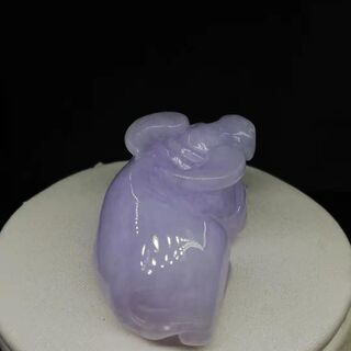 半額セール ミャンマー産 天然本翡翠 ペンダント ネックレス ラベンダー色 牛 丑年 12史 干支 ヒスイA貨 お守り 誕生日プレゼント 縁結び 商売繁盛 鑑別書付属の画像