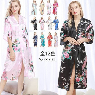 レディース　アメリカで購入　上品な花柄ガウン　美品バスローブの画像