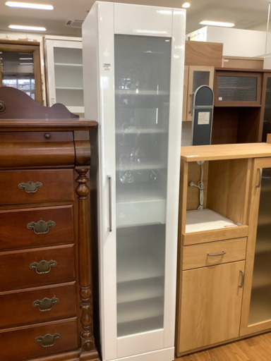 食器棚　一枚扉　ホワイト　クリスタル　40スリム収納