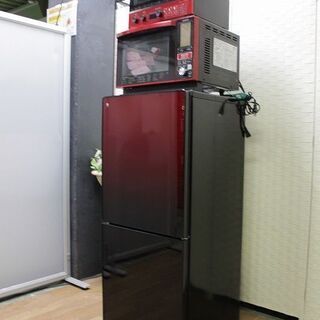 hレッド/ブラック家電3点セット　冷蔵庫110L/オーブンレンジ/オーブントースター　自社配送エリア限定　赤黒  家電セット 店頭引取大歓迎♪ R3412)