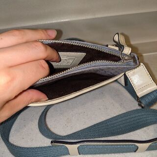 【COACHショルダーバッグ】水色　キャンバス素材　ポシェットの画像