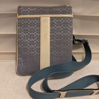 【COACHショルダーバッグ】水色　キャンバス素材　ポシェットの画像