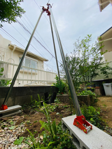 チェーンブロック用　タコマン三脚ヘッド・三脚ベース・単管3本セット