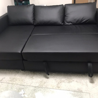 美品 合皮ソファベッド 黒
