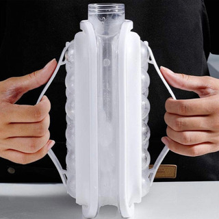 2020新番製氷器 5秒注水完成 TPR素材 アイスコーヒー 水筒 直飲み 氷 まる 球状アイス キューブメーカー お菓子 直径3cm 17個アイスボール (ホワイト)の画像