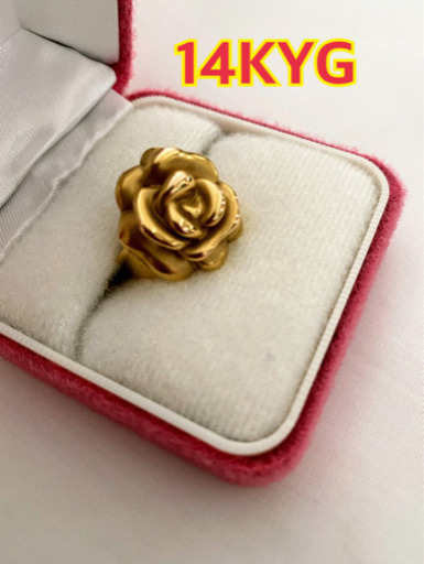 １４Ｋイエローゴールド＊カメリアデザイン＊リング１２号