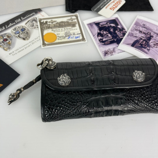 最強 BWL ビルウォールレザー ハイブリッド アリゲーター テール ウォレット クロコダイル 限定 ガボール スカル シルバー 長財布