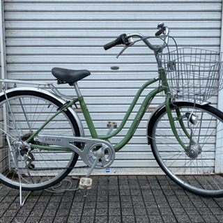 【中古自転車】26インチ6段変速　LEDオートライト付　前カゴ、...