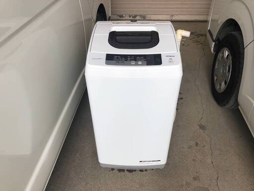 【茨城県】 2016年 日立全自動電気洗濯機 ステップウォッシュ 風脱水 NW-5WR 動作確認済み スリム＆コンパクト