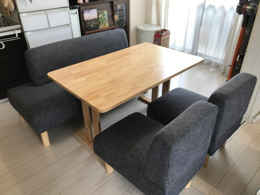 【値下げしました】LOWYA ソファダイニングテーブル　ロースタイル　グレー