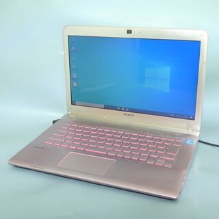 1台限定 送料無料 新品SSD搭載 ピンク色 ノートパソコン 中古良品 Windows10 14型 SONY SVE14A38CJP Core i3 8GB Blu-ray 無線 LibreOffice