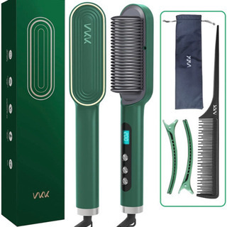 【新品未使用】ストレートヒートブラシ 電熱ヘアブラシ ストレート...