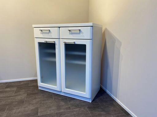 ミドルレンジボード レンジ台 食器棚 収納棚 白 キッチン収納 中古品 直接引取り者歓迎