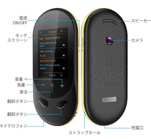 【新品未使用】翻訳機 音声翻訳 画像翻訳「オフライン翻訳+オンライン翻訳」Bluetooth機能搭載 最速0.2秒 高精度 瞬間双方向 世界106言語 203ヵ国対応 英語 日本語 中国語翻訳 海外旅行/出張/学習/ビジネス/留学に対応(ブラック)