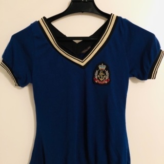 ロイヤルブルーのvネックトップス