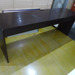 ロングテーブル　収納　コンセント付き　こげ茶色　中古品　傷及び若...