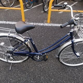 26インチママチャリ　青色　6段ギア付き ママチャリ 26インチ 紺色
