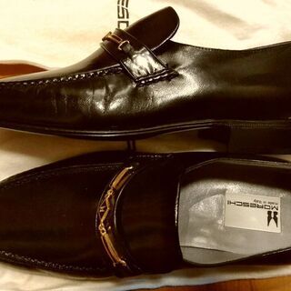 イタリア　MORESCHIモレスキーローファー黒　中古未使用品　...