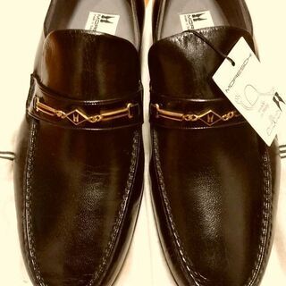 イタリア　MORESCHIモレスキーローファー黒　中古未使用品　サイズ7の画像