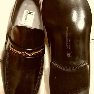 イタリア　MORESCHIモレスキーローファー黒　中古未使用品　サイズ7の画像