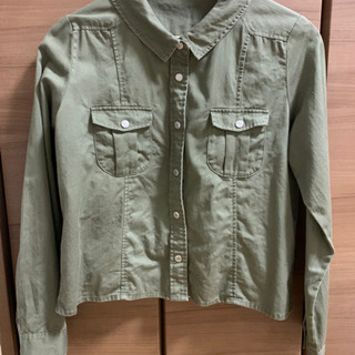 レディース　レトロガール　ミリタリージャケット　カーキ　薄め