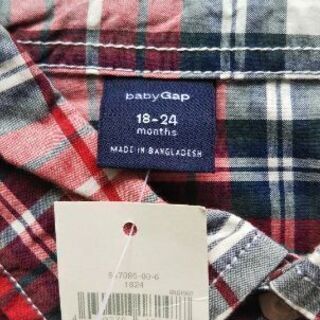 新品 Gap 長袖チェック柄シャツ 90の画像