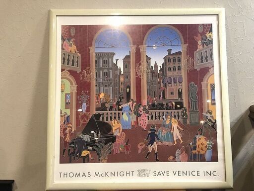 【引き取り限定・山梨県北杜市】★THOMAS McKNIGHT（トーマス・マックナイト）カーニバル イン ベニス　額装入り複製ポスター　お譲りします★