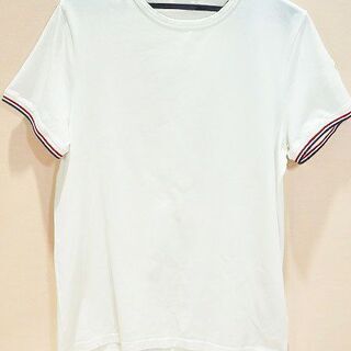 【苫小牧バナナ】クリーニング済み MONCLER/モンクレール ロゴワッペン付き 半袖 Tシャツ MAGLIA T-SHIRT ホワイト サイズL♪