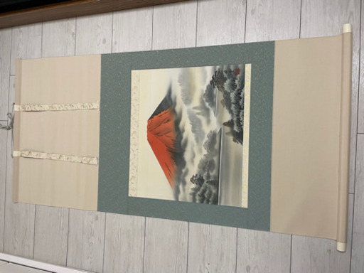 【大幅値下げ‼️】掛軸　赤富士山水　有田峰堂　尺八巾横