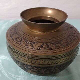 ★ 年代物 稀少レア 小物入れ 壺 花瓶 花と孔雀 民族工芸品 インテリア INDIA ★の画像