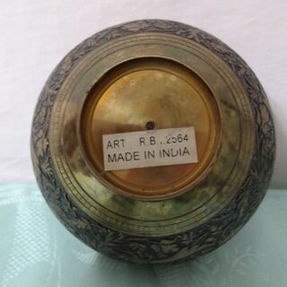 ★ 年代物 稀少レア 小物入れ 壺 花瓶 花と孔雀 民族工芸品 インテリア INDIA ★の画像