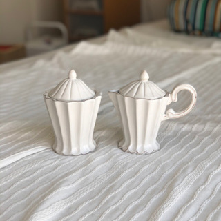 ドイツ製ミルクピッチャー&シュガーポット、野田琺瑯ケトルの画像