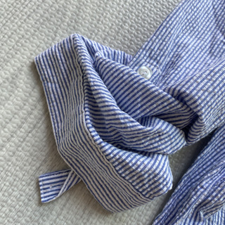 夏にオシャレ！isin ワンピース チュニック 七分袖　ブルー 2の画像