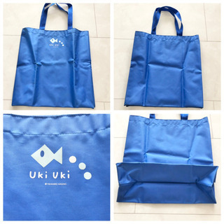 【ネット決済・配送】Uki Uki トートバッグ かわいい　ブルー　便利　エコバッグ　ハンドバッグ　ショルダーバッグ　手提げ袋  Takahiro Nagino 薙野たかひろ Cute tote bag blue convenient ecobag handbag shoulder bagの画像