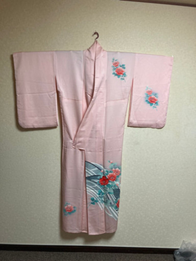 5MKO386  着物 単衣 ピンク 牡丹柄 可愛い 訪問着