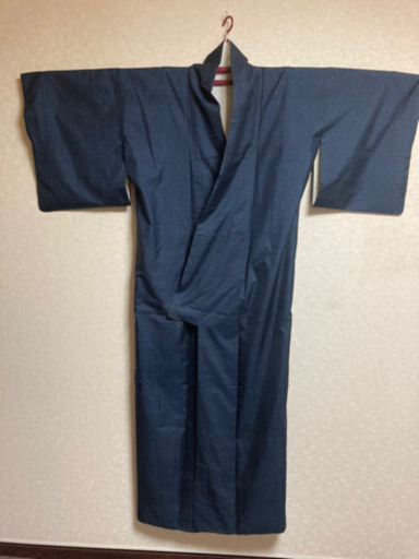 5MKO389   袷着物  男性用  単色  黒  小紋  シンプル