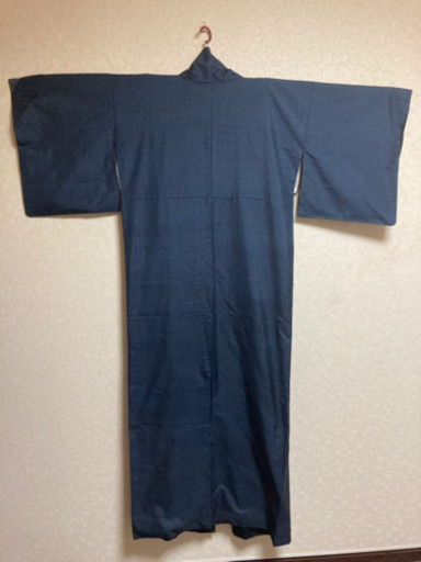 5MKO389   袷着物  男性用  単色  黒  小紋  シンプル