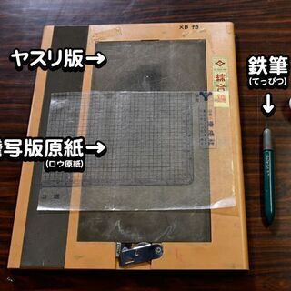 懐かしいガリ版のヤスリ板(鉄筆付)の画像