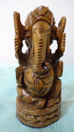 ★ 民族工芸品 ガネーシャ 木彫り 縁起物 インド ★