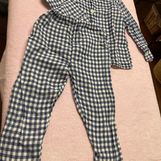 子供120サイズ ガーゼ素材の軽くて涼しい長袖長ズボンパジャマ