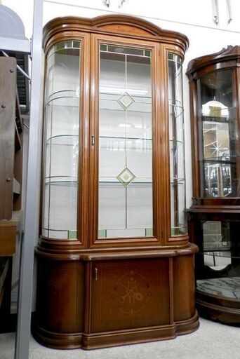 カップボード キャビネット イタリア調 ステンドグラス アンティーク 食器棚 飾り棚 コレクション コンソール ペイペイ対応 札幌市西区西野