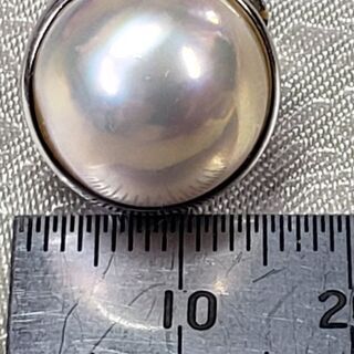 田崎真珠 １４金 K１４ ホワイトゴールド マベ真珠 ネジ式 イ...