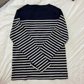無印良品 長袖Tシャツ ボーダー 紺×白 L